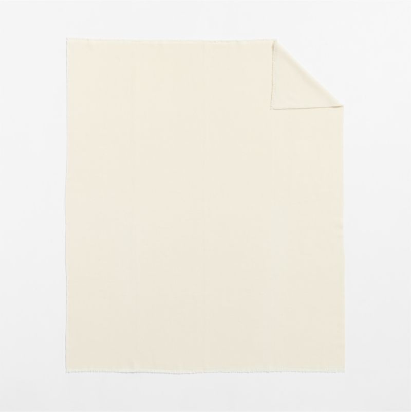 Italian 70"x55" Cashmere Blend Ivory Throw Blanket - image 2 of 5