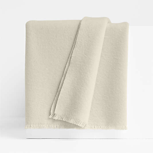 Italian 70"x55" Cashmere Blend Ivory Throw Blanket
