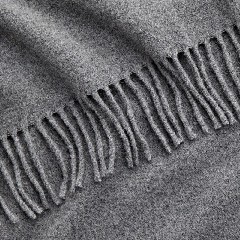 Italian 70"x55" Wool Grey Throw Blanket - image 2 of 5