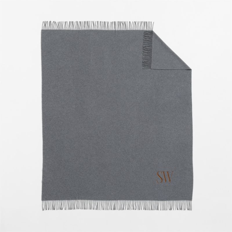 Italian 70"x55" Wool Grey Throw Blanket - image 1 of 5