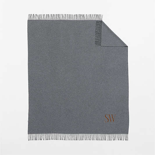 Italian 70"x55" Wool Grey Throw Blanket