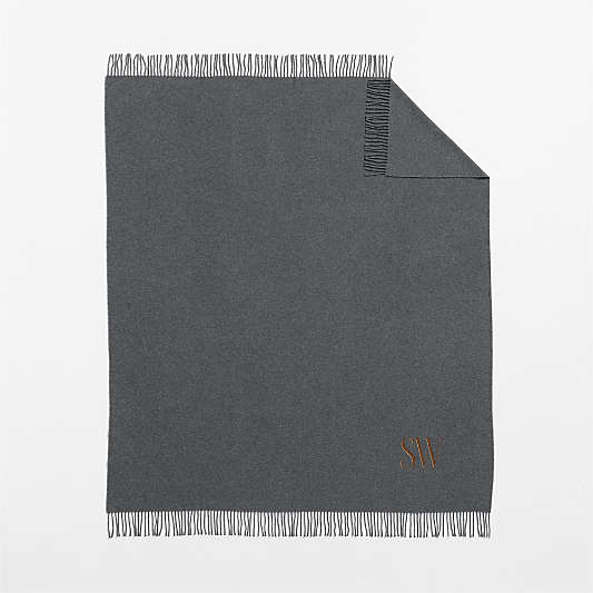 Italian 70"x55" Wool Grey Throw Blanket