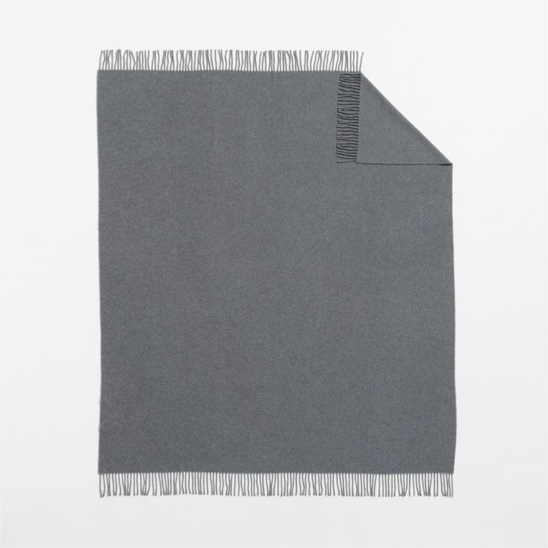 Italian 70"x55" Wool Grey Throw Blanket - image 3 of 5