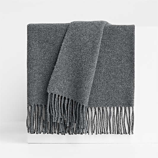 Italian 70"x55" Wool Grey Throw Blanket