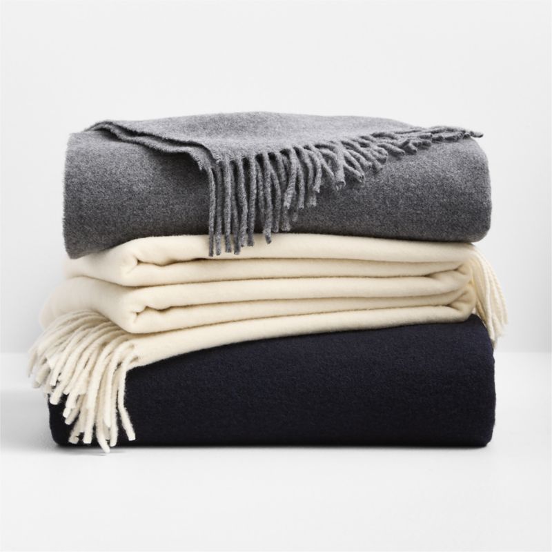 Italian 70"x55" Wool Ivory Throw Blanket - image 3 of 4