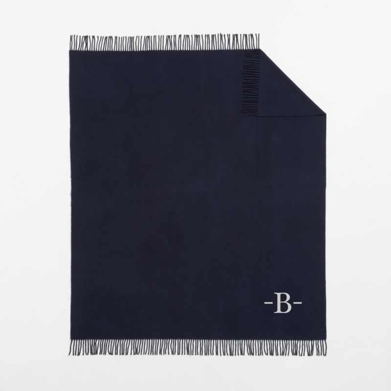 Italian 70"x55" Wool Indigo Throw Blanket - image 2 of 5