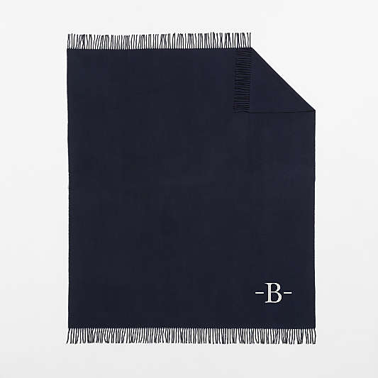 Italian 70"x55" Wool Indigo Throw Blanket