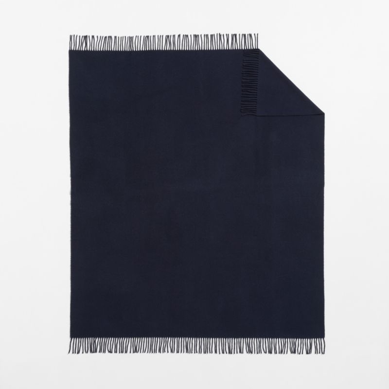 Italian 70"x55" Wool Indigo Throw Blanket - image 1 of 5