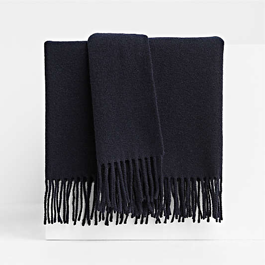 Italian 70"x55" Wool Indigo Throw Blanket