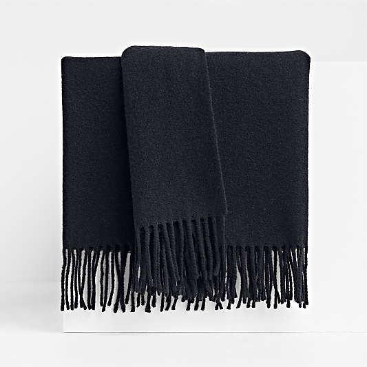 Italian 70"x55" Wool Indigo Throw Blanket