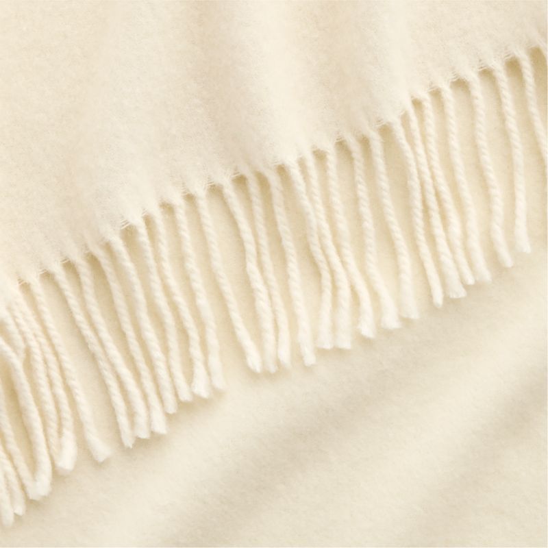 Italian 70"x55" Wool Ivory Throw Blanket - image 2 of 4