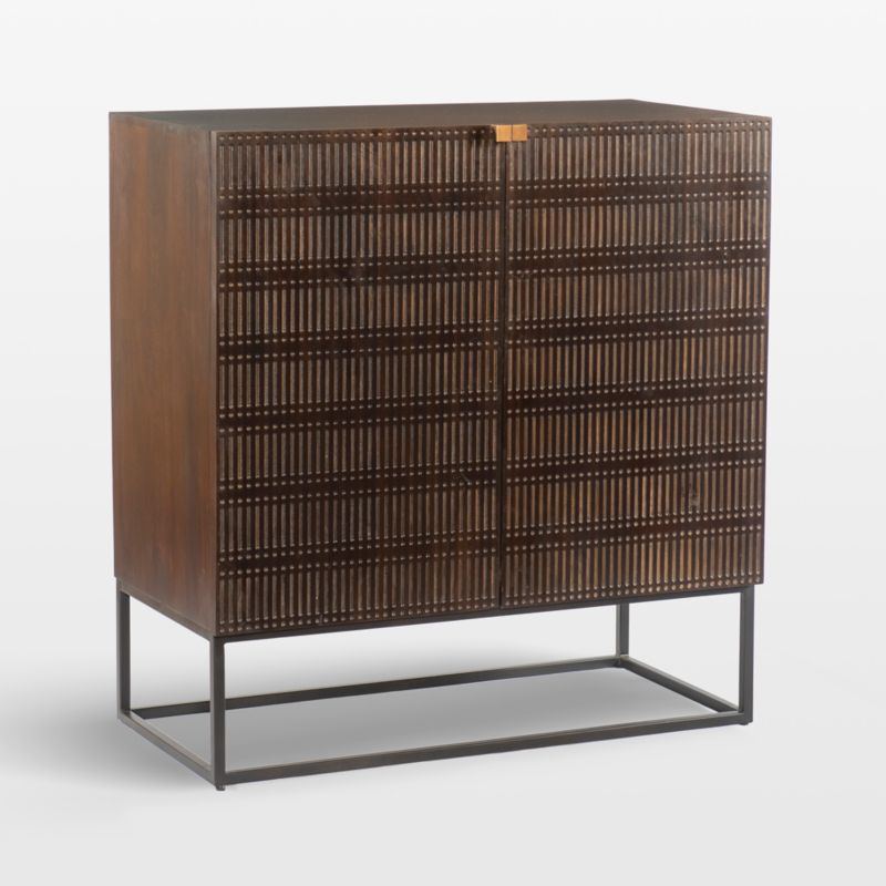 Ivan Dark Brown Wood Bar Cabinet with Storage