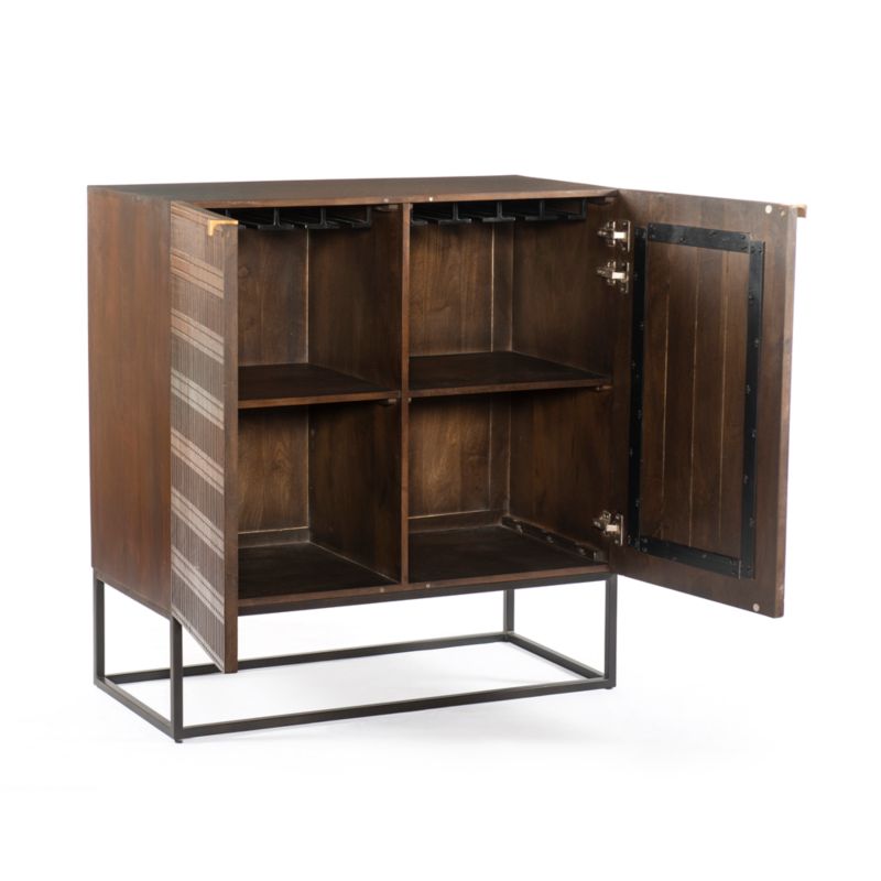 Ivan Dark Brown Wood Bar Cabinet with Storage