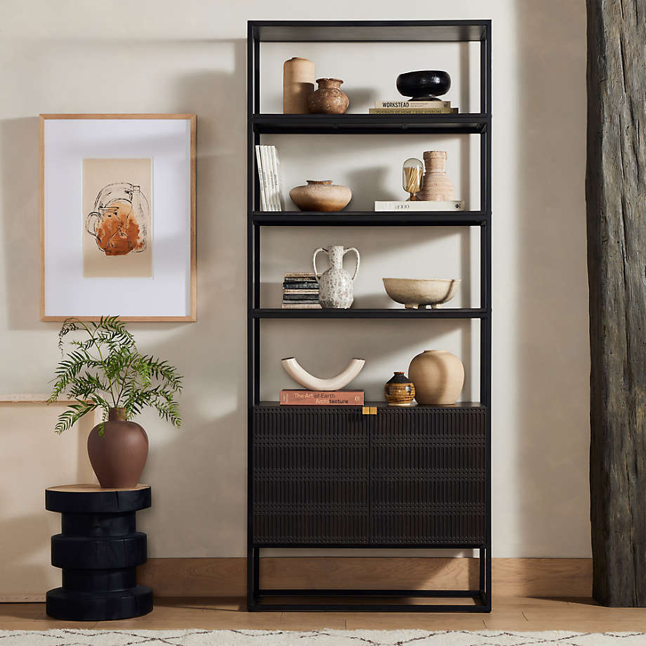 Ivan Dark Brown Wood Storage Bookcase Reviews Crate Barrel