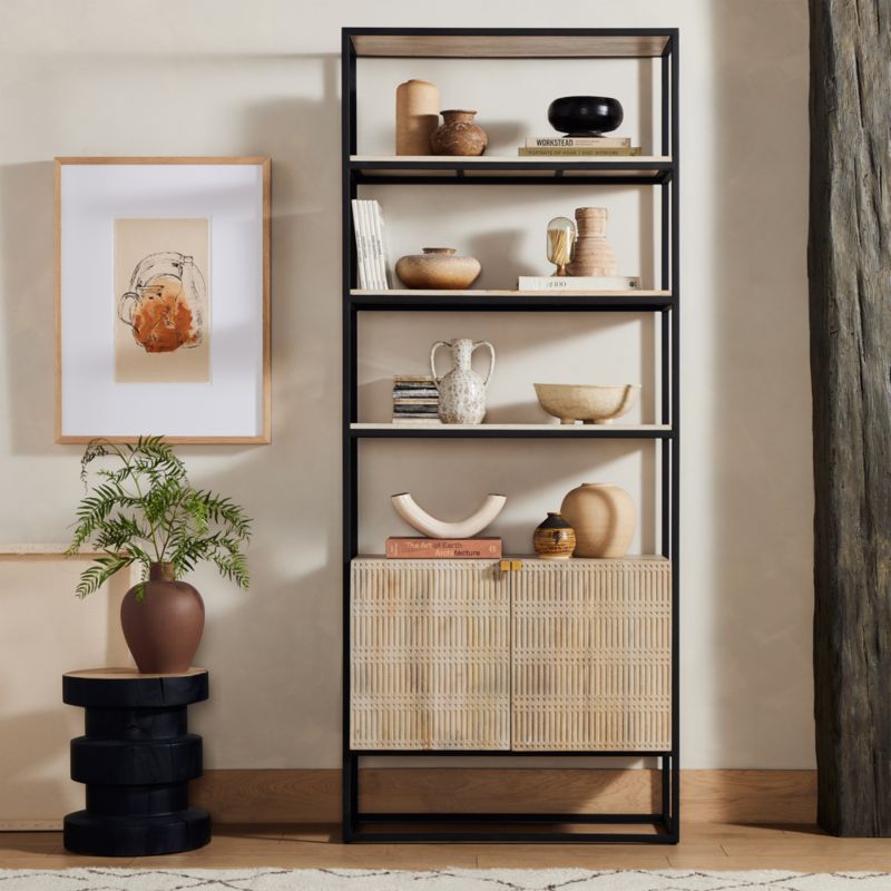 Ivan Light Wash Wood Storage Bookcase - image 1 of 9