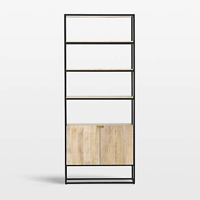 Light wood deals bookcase with doors