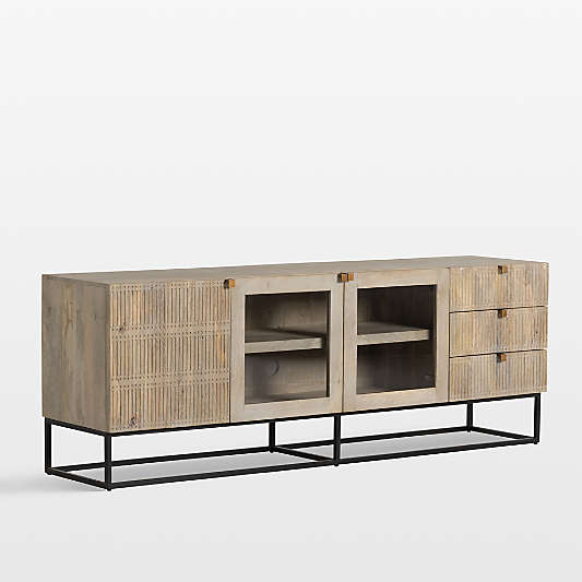 Ivan 79" Light Wash Mango Wood Media Console with Drawers