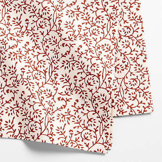 Ivory and Chestnut Floral Block Printed Napkins, Set of 4
