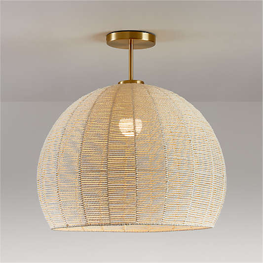 Cream Woven Rope Flush Mount Light