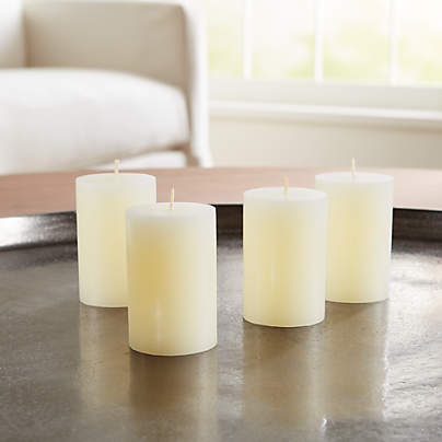 2"x3" Ivory Pillar Candles, Set of 4