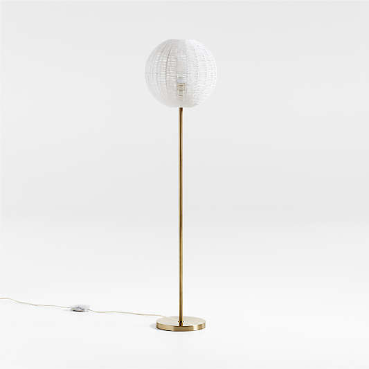 Round Ivory Woven Floor Lamp