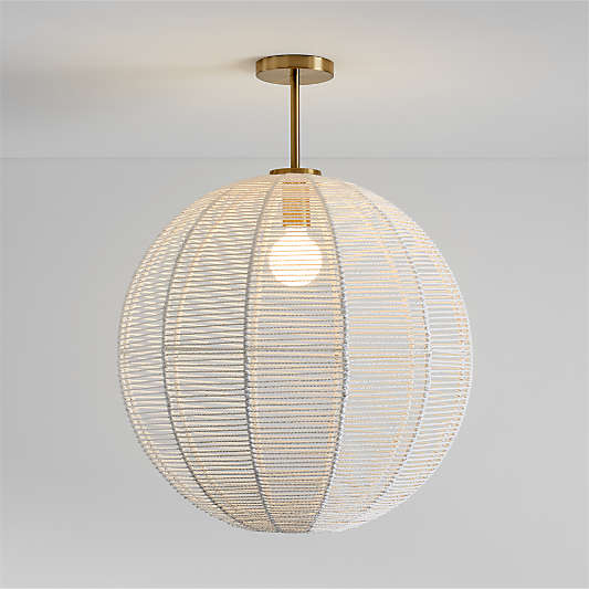 Ivory Woven Rope Large Sphere 22" Kids Flush Mount Ceiling Light