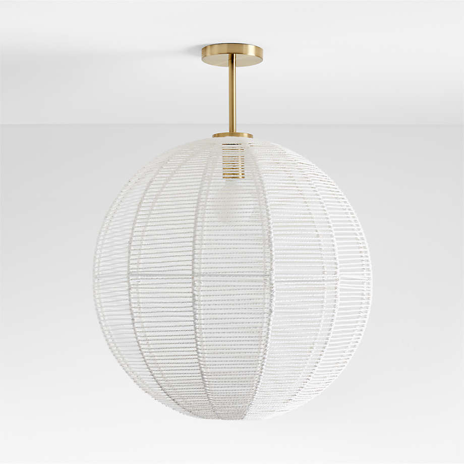 Kids Ivory Woven Rope Sphere SemiFlush Mount Light Fixture + Reviews