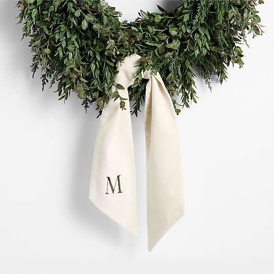 Ivory Velvet Holiday Wreath Sash