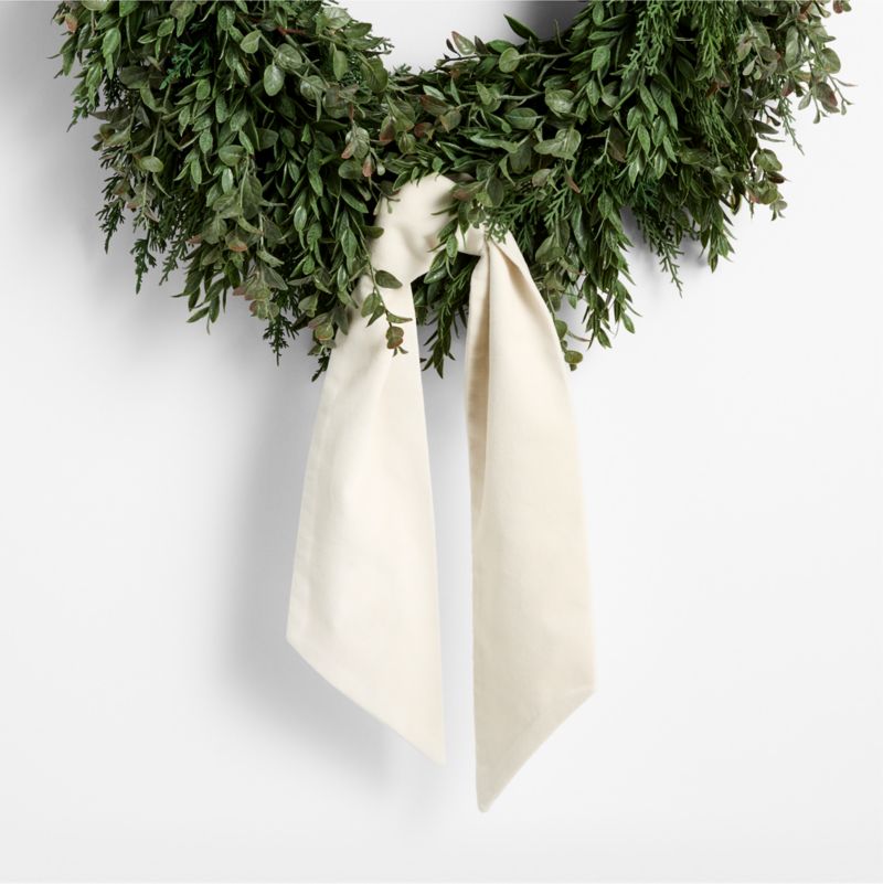 Ivory Velvet Holiday Wreath Sash - image 2 of 3