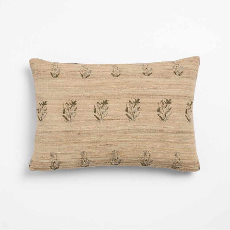 Ivy Cotton Silk Blend 22"x15" Burnt Green Throw Pillow Cover with Down-Alternative Insert - image 2 of 5