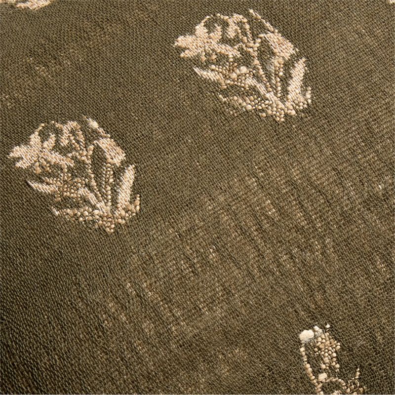 Ivy Cotton Silk Blend 22"x15" Burnt Green Throw Pillow Cover with Down-Alternative Insert - image 3 of 5