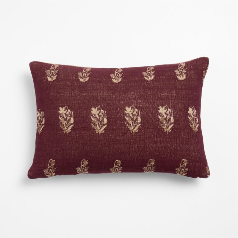 Ivy Cotton Silk Blend 22"x15" Deep Burgundy Throw Pillow Cover - image 1 of 5