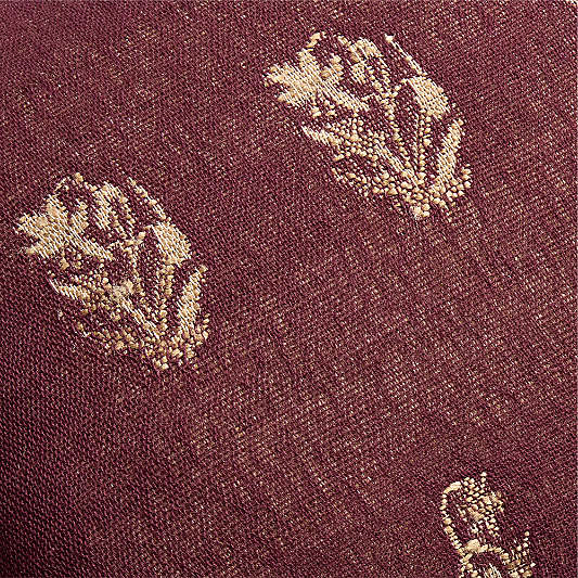 Ivy Cotton Silk Blend 22"x15" Deep Burgundy Throw Pillow Cover