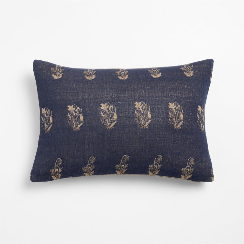 Ivy Cotton Silk Blend 22"x15" Deep Indigo Throw Pillow Cover with Down-Alternative Insert - image 2 of 5