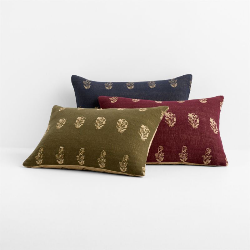 Ivy Cotton Silk Blend 22"x15" Burnt Green Throw Pillow Cover with Down-Alternative Insert - image 4 of 5
