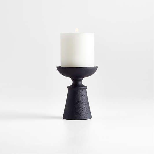 Izumo Ebonized Wood Pillar Holder 4.4"