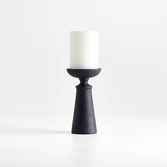 Izumo Ebonized Wood Pillar Holder 6.5"