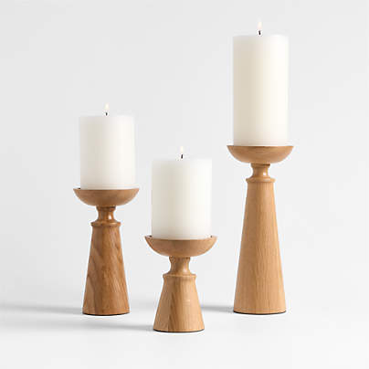 Izumo Oak Pillar Holder, Set of 3