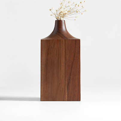 Izumo Small Walnut Wood Vase 7.5"