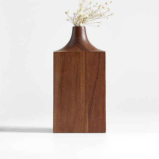 Izumo Small Walnut Wood Vase 7.5"