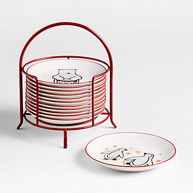 View Joan Anderson 12 Days of Christmas Appetizer Plates with Stand, Set of 12 details