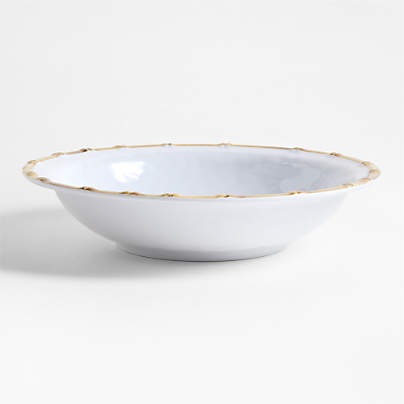 Abbott White and Bamboo Outdoor Melamine Serving Bowl by Jake Arnold