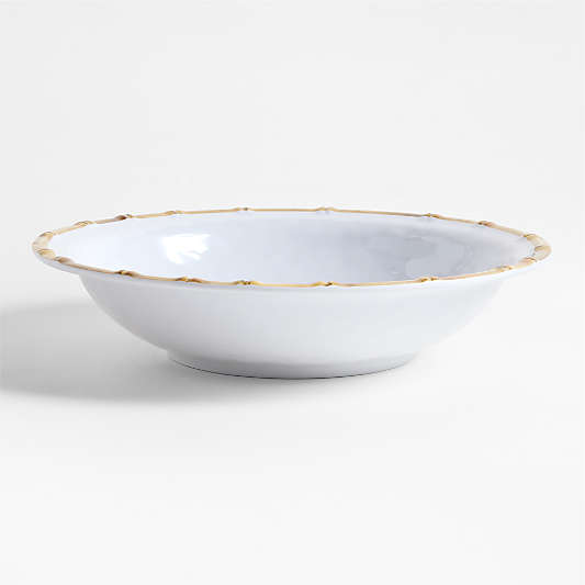 Abbott White and Bamboo Outdoor Melamine Serving Bowl by Jake Arnold