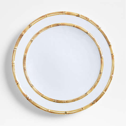 Abbott White and Bamboo Outdoor Melamine Dinner Plate by Jake Arnold