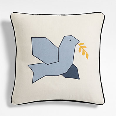 View Dove 23x23 Deep Indigo Blue Throw Pillow with Down-Alternative Insert by Joan Anderson details