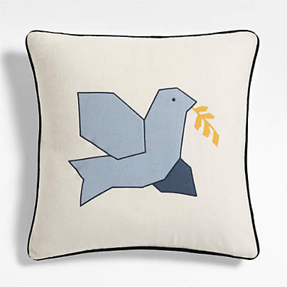 Dove 23x23 Deep Indigo Blue Throw Pillow with Feather Insert by Joan Anderson
