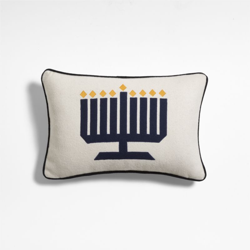 Menorah 22"x15" Deep Indigo Blue Multi Throw Pillow Cover by Joan Anderson - image 0 of 7