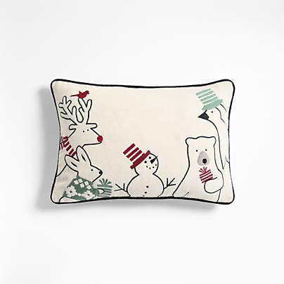 Arctic Friends 22"x15" Red and Green Multi Throw Pillow with Feather Insert by Joan Anderson