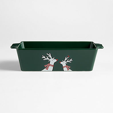 View Arctic Friends Evergreen Ceramic Loaf Pan by Joan Anderson details