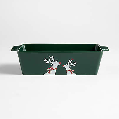 Arctic Friends Evergreen Ceramic Loaf Pan by Joan Anderson